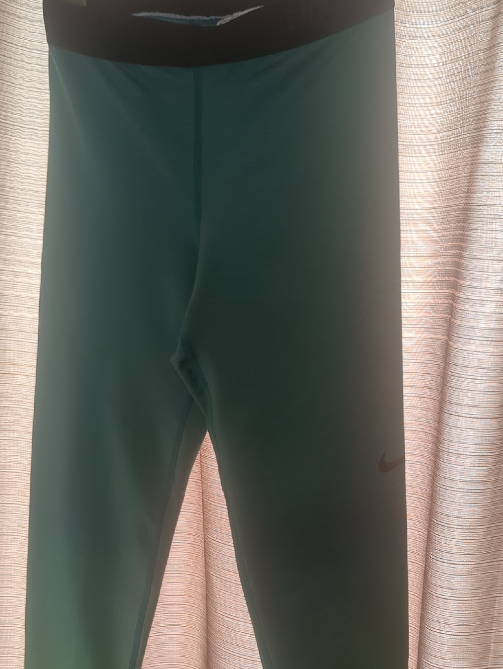 Nike Dark Green Athletic Leggings with Black Waistband